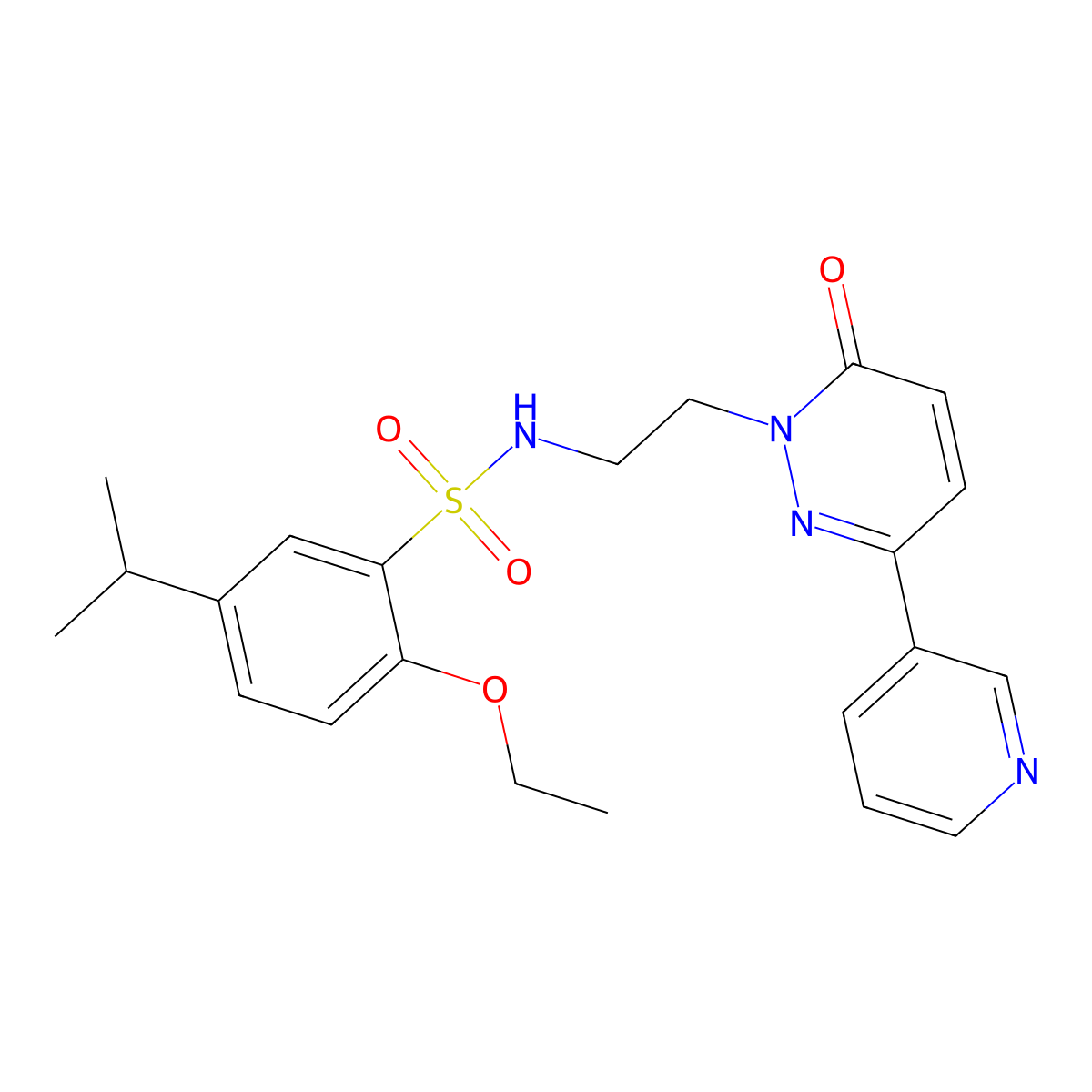 2-ethoxy-5-isopropyl-N-(2-(6-oxo-3-(pyridin-3-yl)pyridazin-1(6H)-yl)ethyl)benzenesulfonamide molecular structure, CAS 1021137-43-8