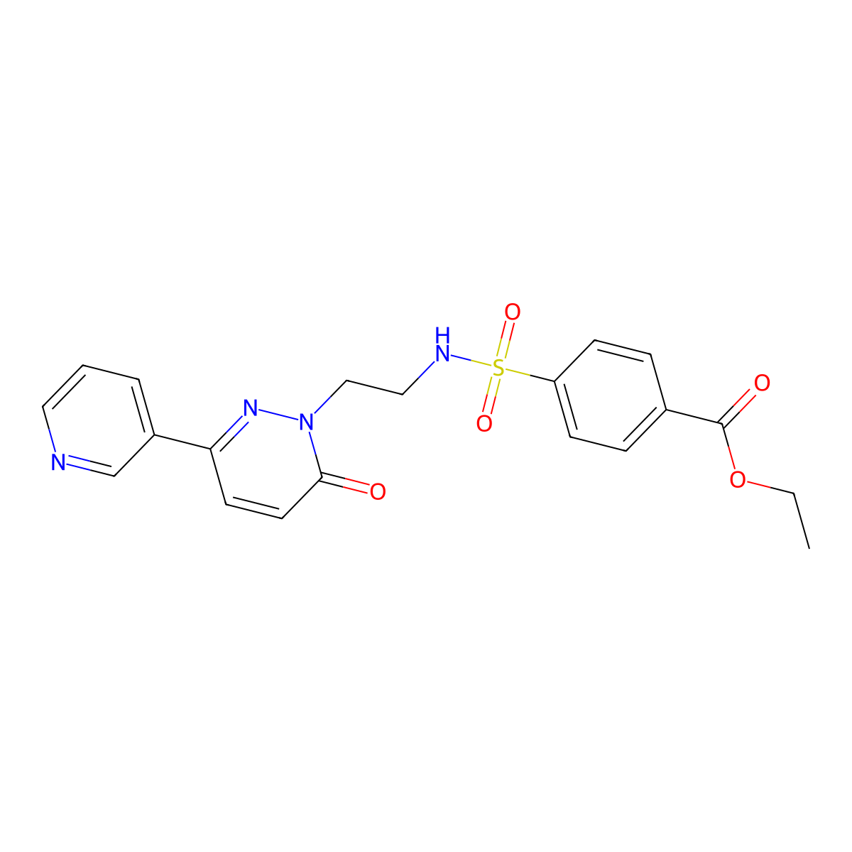 ethyl 4-(N-(2-(6-oxo-3-(pyridin-3-yl)pyridazin-1(6H)-yl)ethyl)sulfamoyl)benzoate molecular structure, CAS 1021137-45-0