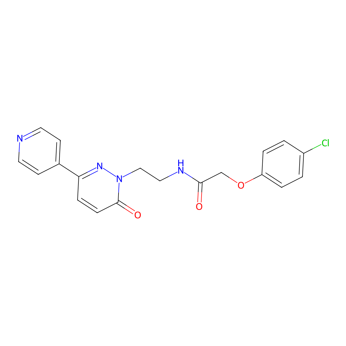 2-(4-chlorophenoxy)-N-(2-(6-oxo-3-(pyridin-4-yl)pyridazin-1(6H)-yl)ethyl)acetamide molecular structure, CAS 1021137-52-9