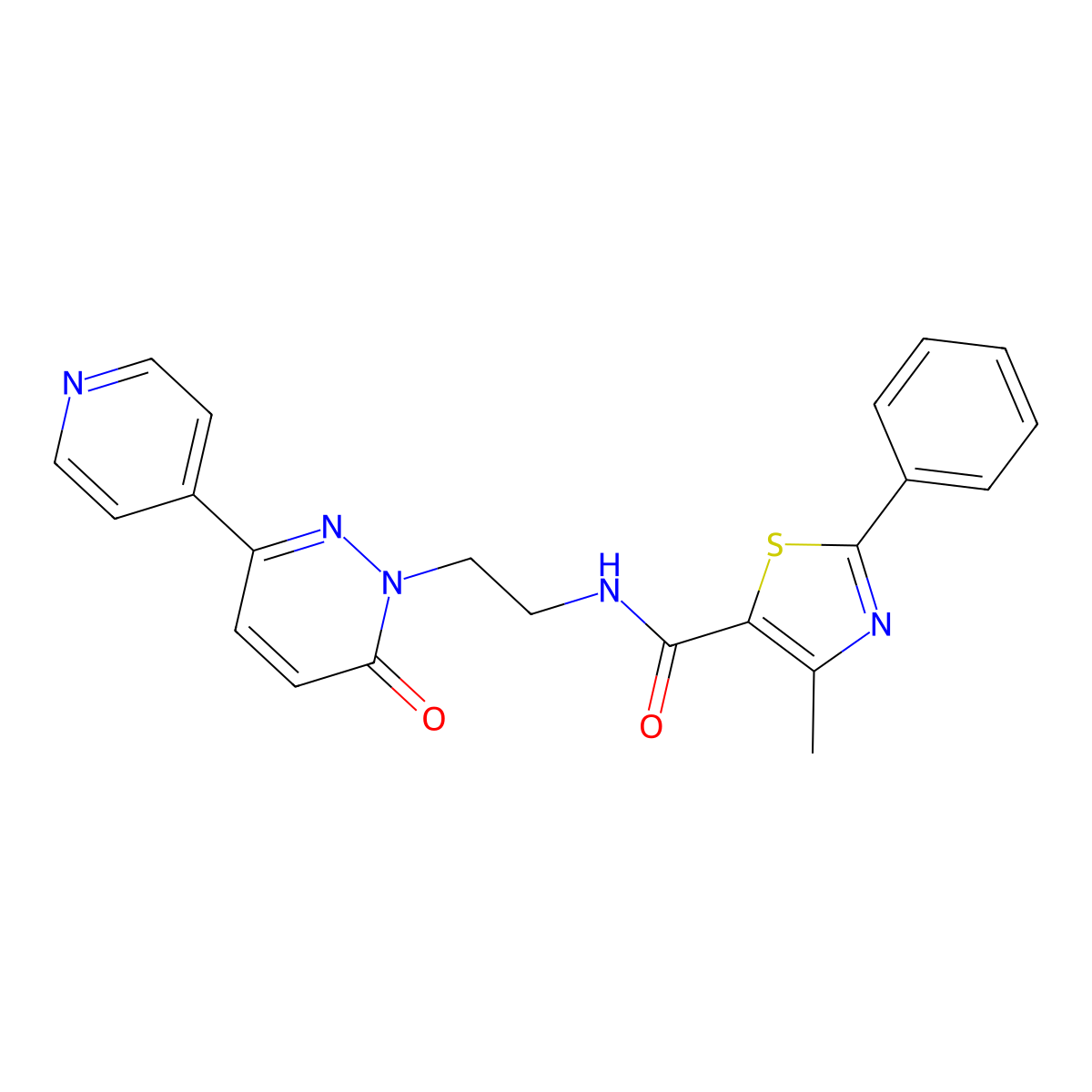 4-methyl-N-(2-(6-oxo-3-(pyridin-4-yl)pyridazin-1(6H)-yl)ethyl)-2-phenylthiazole-5-carboxamide molecular structure, CAS 1021137-53-0