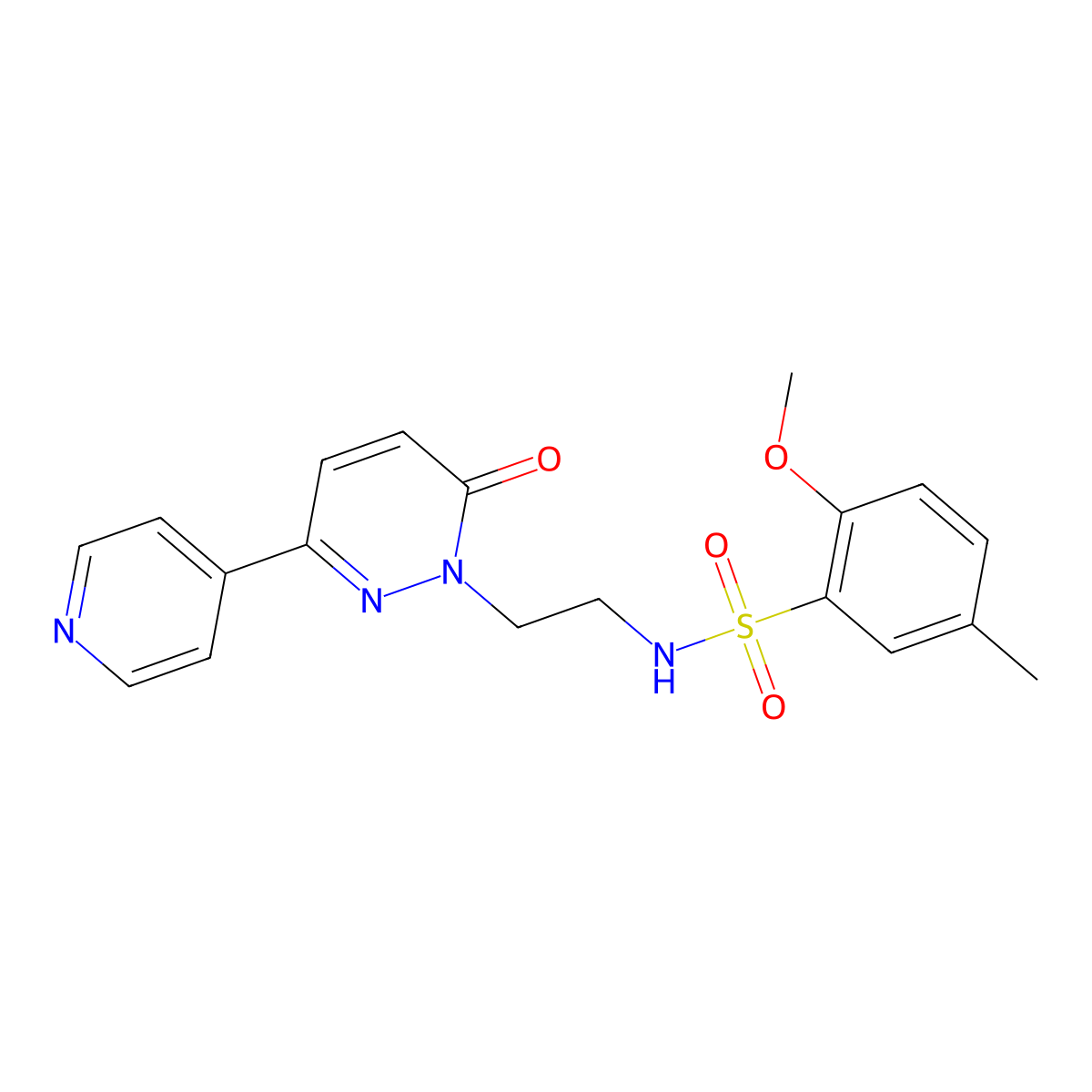 2-methoxy-5-methyl-N-(2-(6-oxo-3-(pyridin-4-yl)pyridazin-1(6H)-yl)ethyl)benzenesulfonamide molecular structure, CAS 1021137-54-1