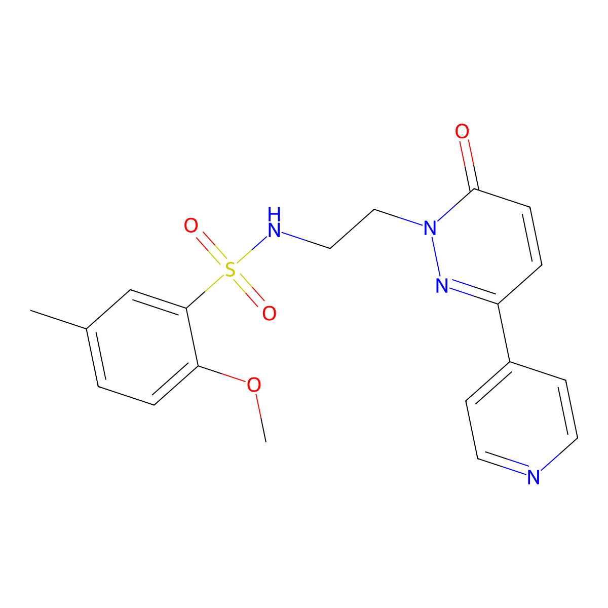 2-methoxy-5-methyl-N-(2-(6-oxo-3-(pyridin-4-yl)pyridazin-1(6H)-yl)ethyl)benzenesulfonamide molecular structure, CAS 1021137-54-1