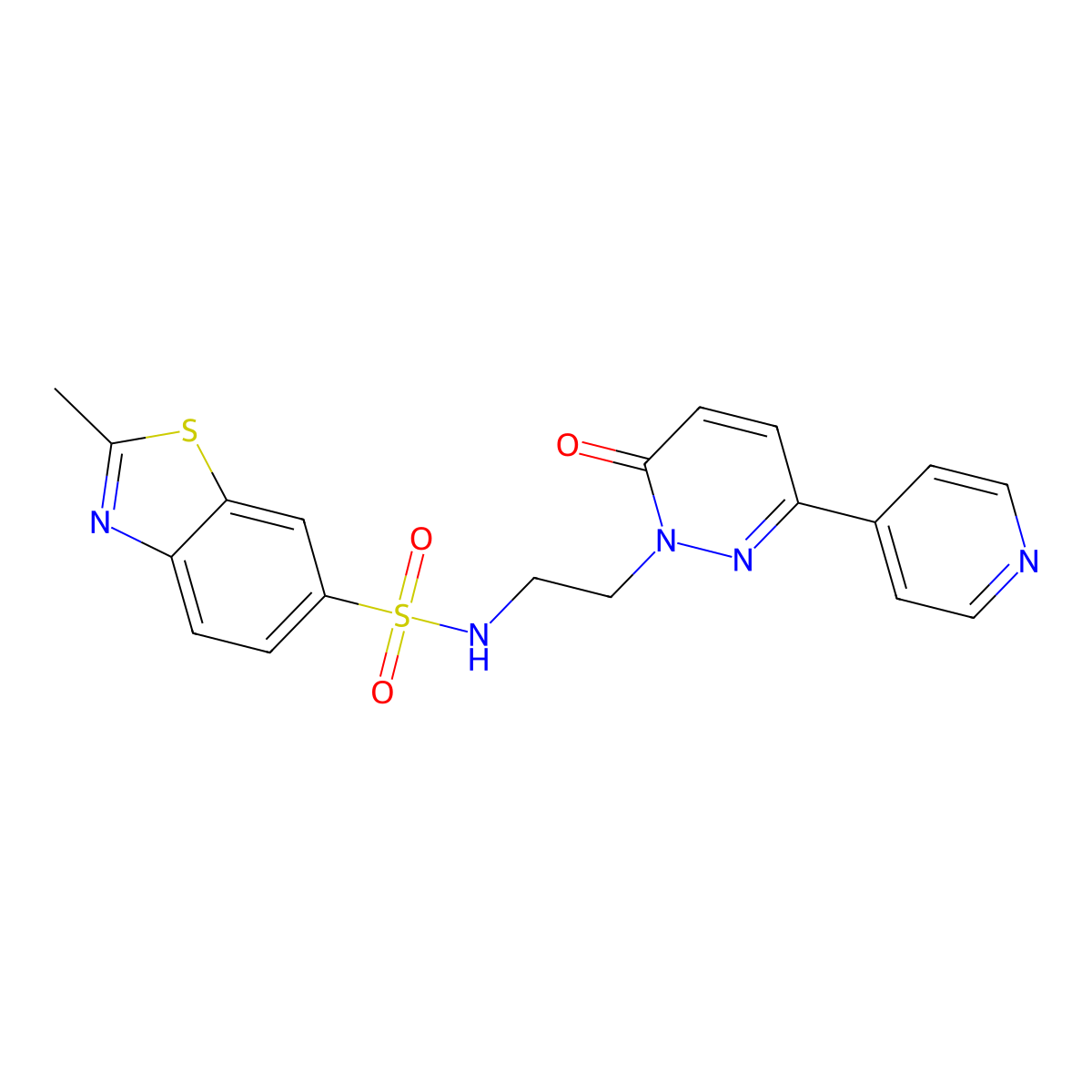 2-methyl-N-(2-(6-oxo-3-(pyridin-4-yl)pyridazin-1(6H)-yl)ethyl)benzo[d]thiazole-6-sulfonamide molecular structure, CAS 1021137-57-4