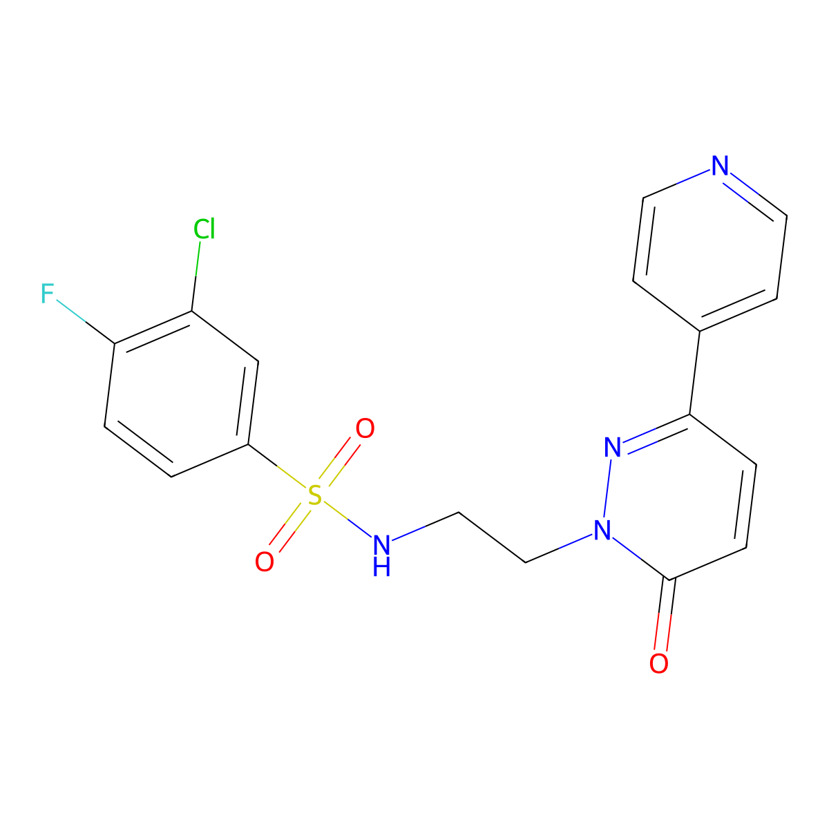 3-chloro-4-fluoro-N-(2-(6-oxo-3-(pyridin-4-yl)pyridazin-1(6H)-yl)ethyl)benzenesulfonamide molecular structure, CAS 1021137-59-6