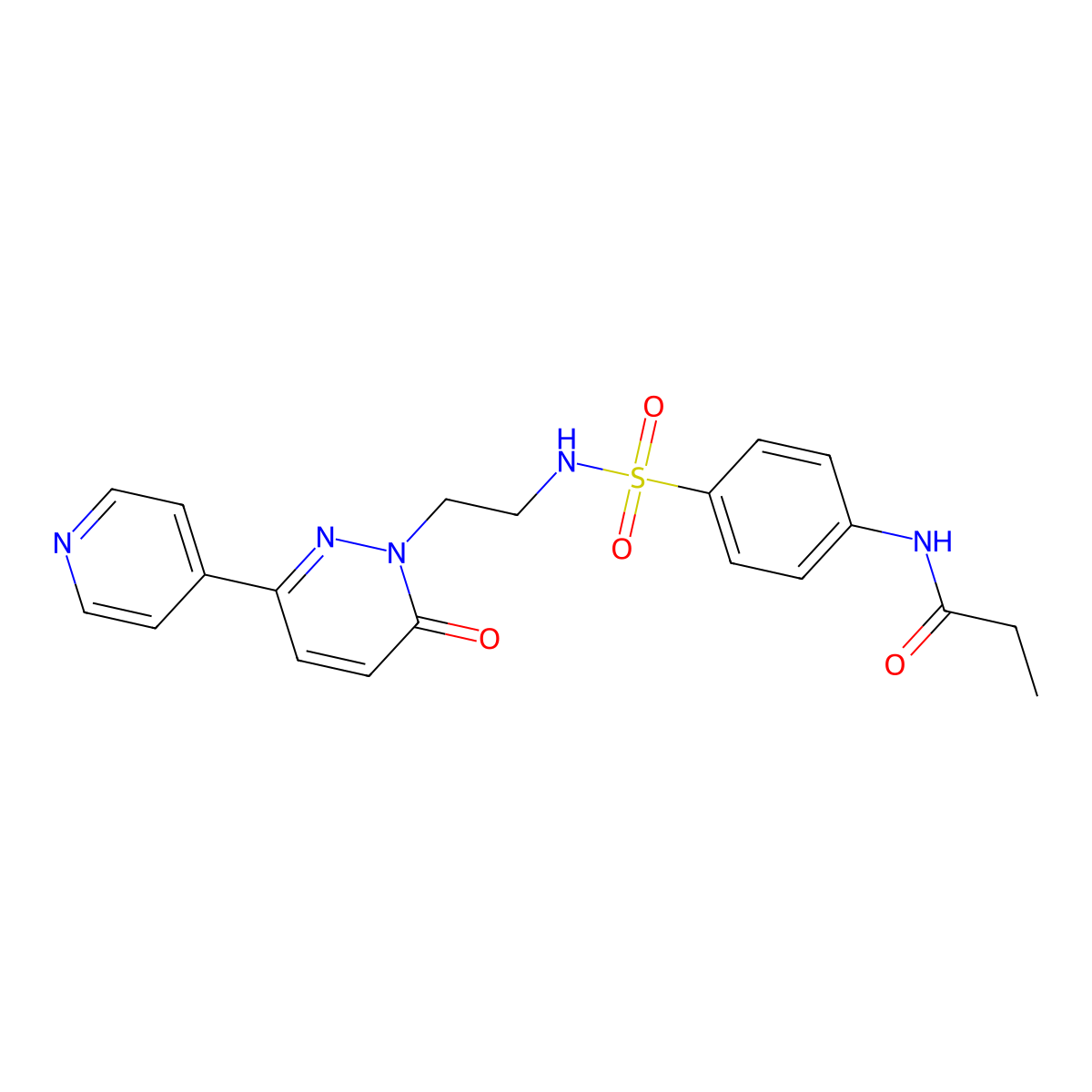 N-(4-(N-(2-(6-oxo-3-(pyridin-4-yl)pyridazin-1(6H)-yl)ethyl)sulfamoyl)phenyl)propionamide molecular structure, CAS 1021137-61-0