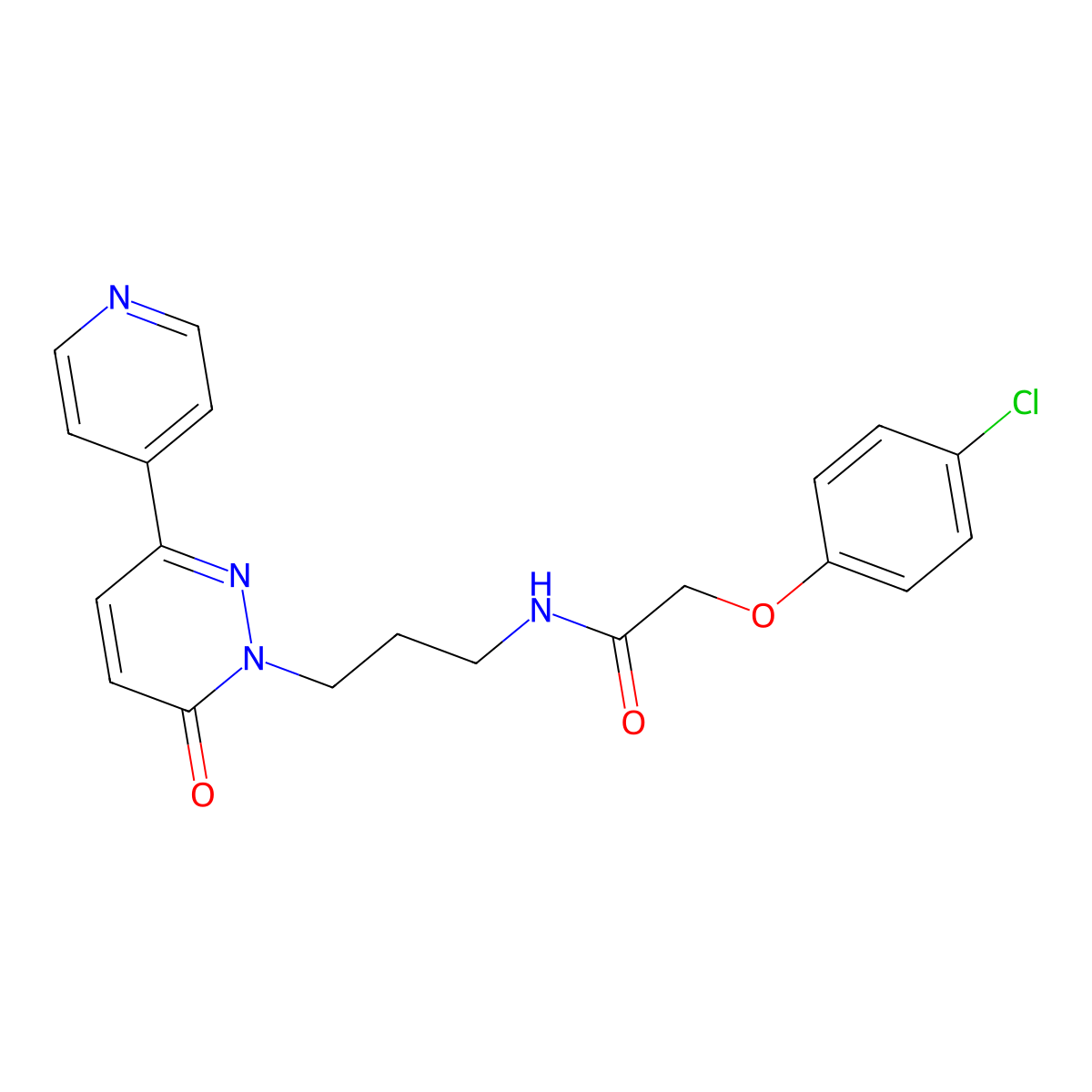 2-(4-chlorophenoxy)-N-(3-(6-oxo-3-(pyridin-4-yl)pyridazin-1(6H)-yl)propyl)acetamide molecular structure, CAS 1021137-76-7