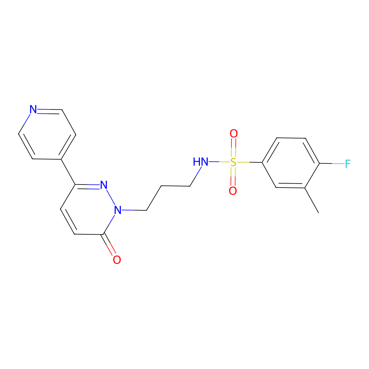 4-fluoro-3-methyl-N-(3-(6-oxo-3-(pyridin-4-yl)pyridazin-1(6H)-yl)propyl)benzenesulfonamide molecular structure, CAS 1021137-92-7