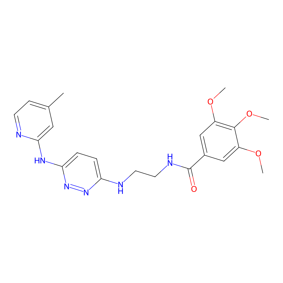 3,4,5-trimethoxy-N-(2-((6-((4-methylpyridin-2-yl)amino)pyridazin-3-yl)amino)ethyl)benzamide molecular structure, CAS 1021137-95-0