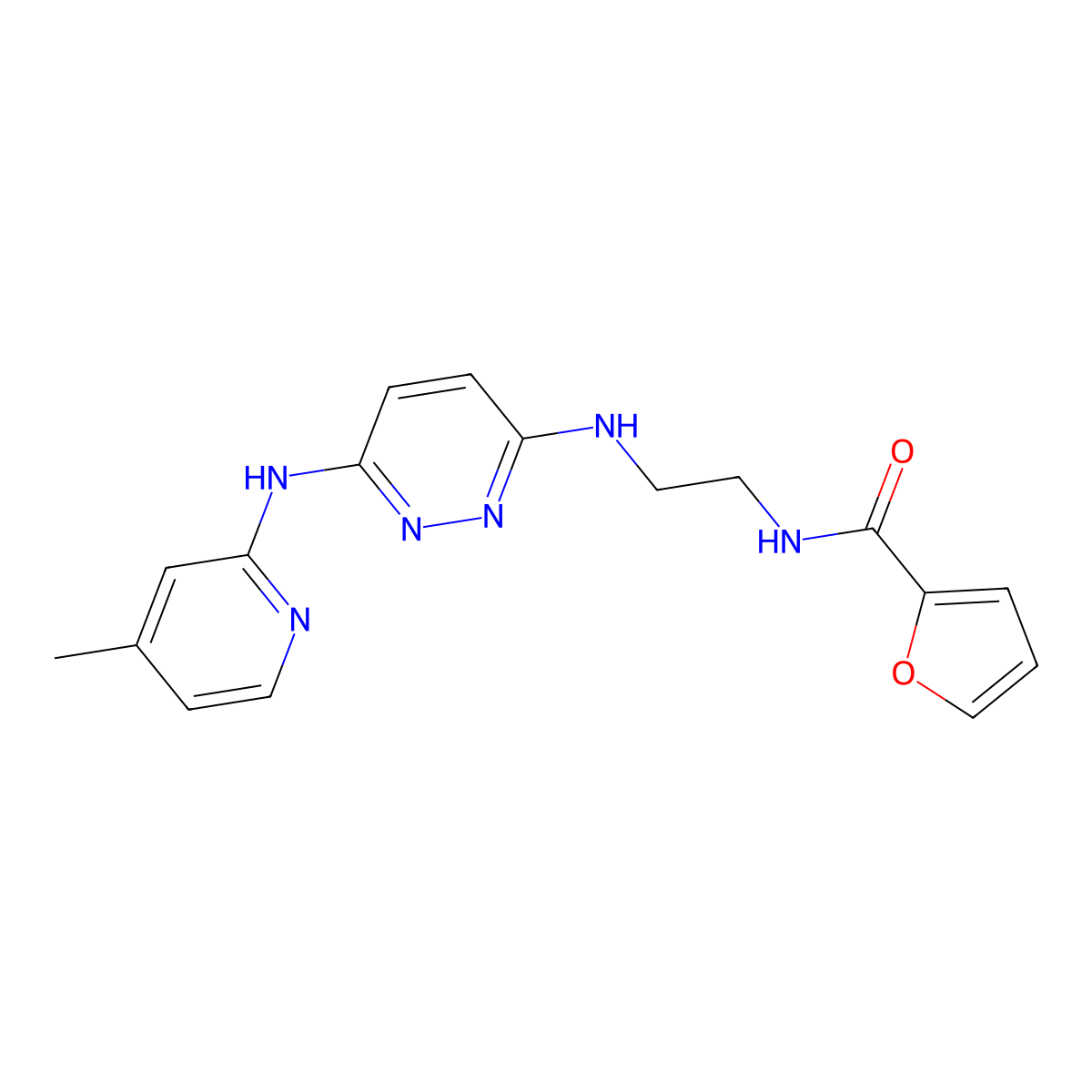 N-[2-({6-[(4-methylpyridin-2-yl)amino]pyridazin-3-yl}amino)ethyl]furan-2-carboxamide molecular structure, CAS 1021138-03-3