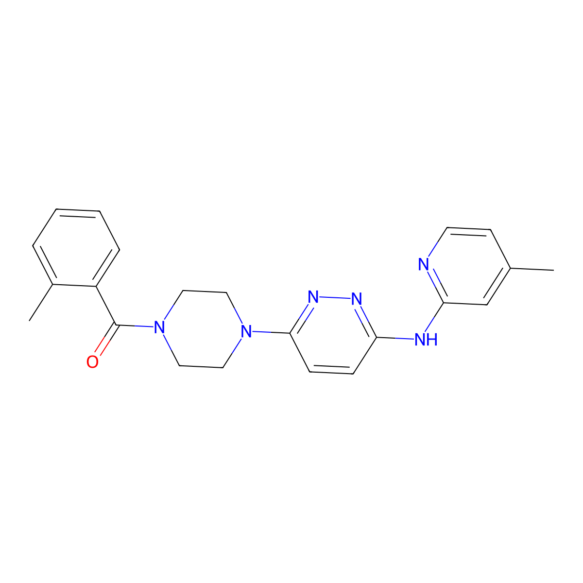 (4-(6-((4-Methylpyridin-2-yl)amino)pyridazin-3-yl)piperazin-1-yl)(o-tolyl)methanone molecular structure, CAS 1021138-15-7
