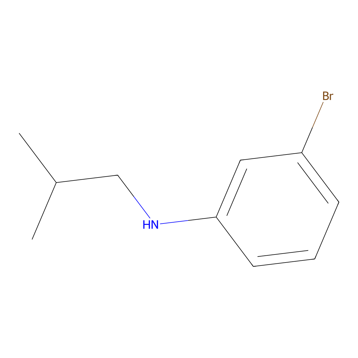 3-bromo-N-(2-methylpropyl)aniline molecular structure, CAS 1021138-36-2