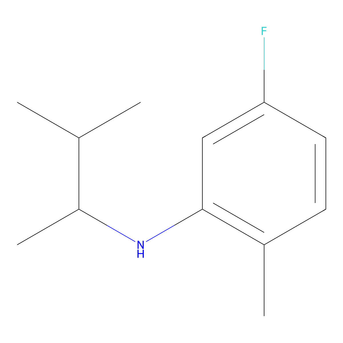 5-fluoro-2-methyl-N-(3-methylbutan-2-yl)aniline molecular structure, CAS 1021139-77-4