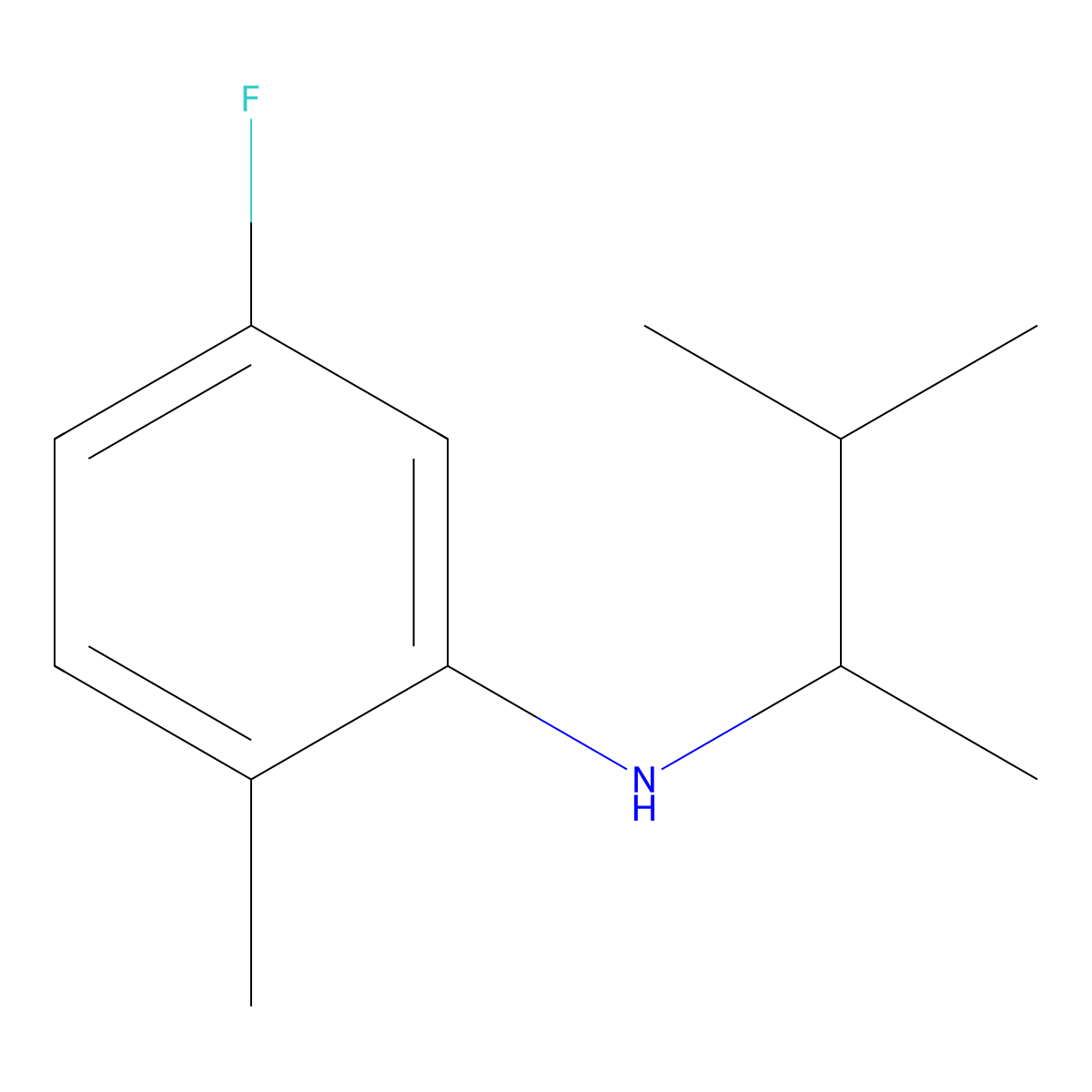 5-fluoro-2-methyl-N-(3-methylbutan-2-yl)aniline molecular structure, CAS 1021139-77-4