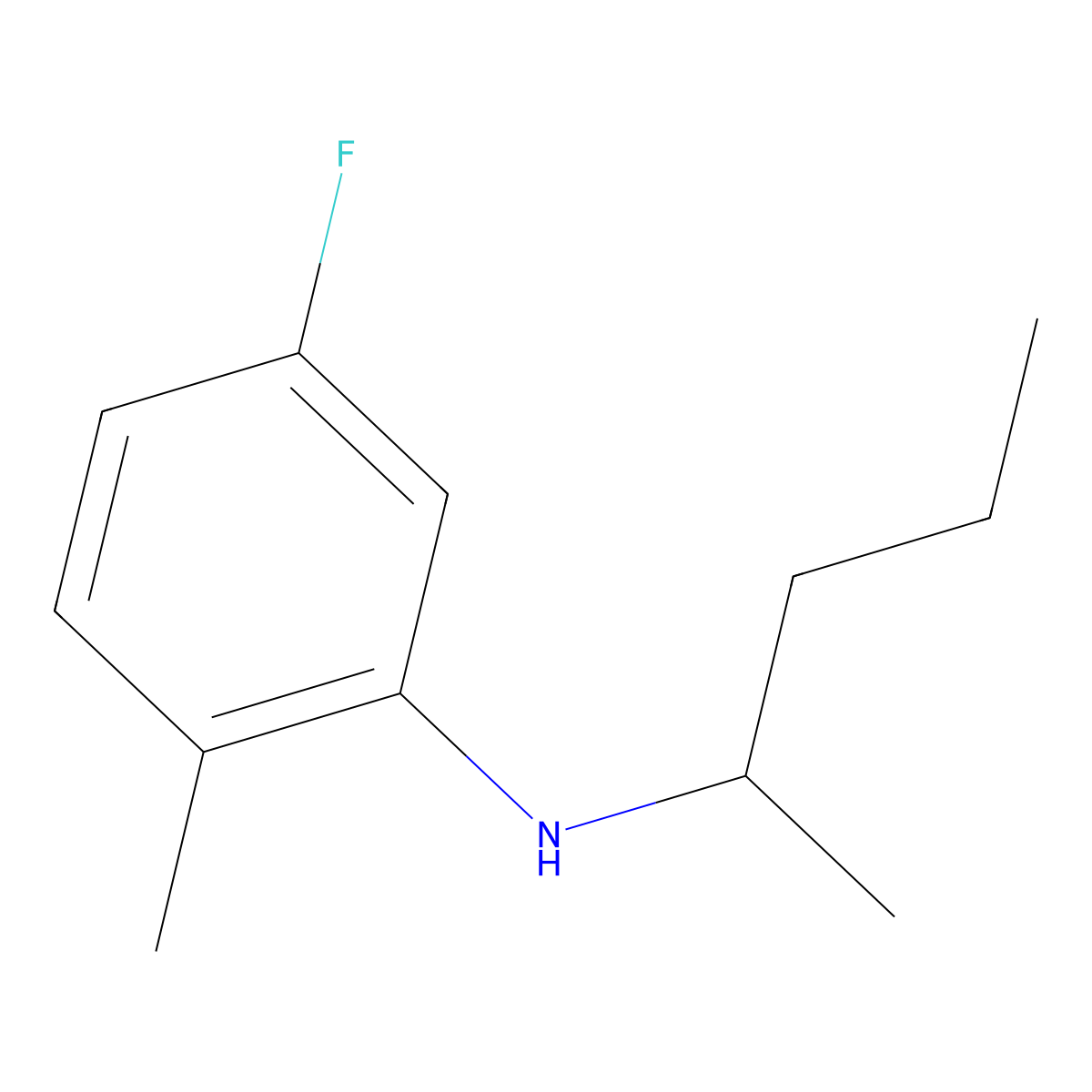 5-fluoro-2-methyl-N-(pentan-2-yl)aniline molecular structure, CAS 1021139-83-2