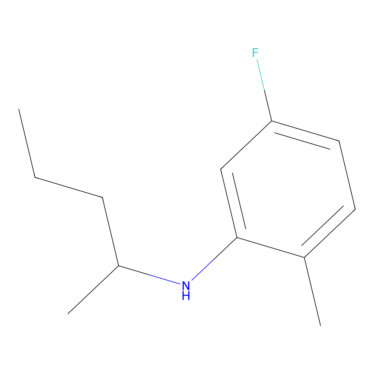 5-fluoro-2-methyl-N-(pentan-2-yl)aniline molecular structure, CAS 1021139-83-2