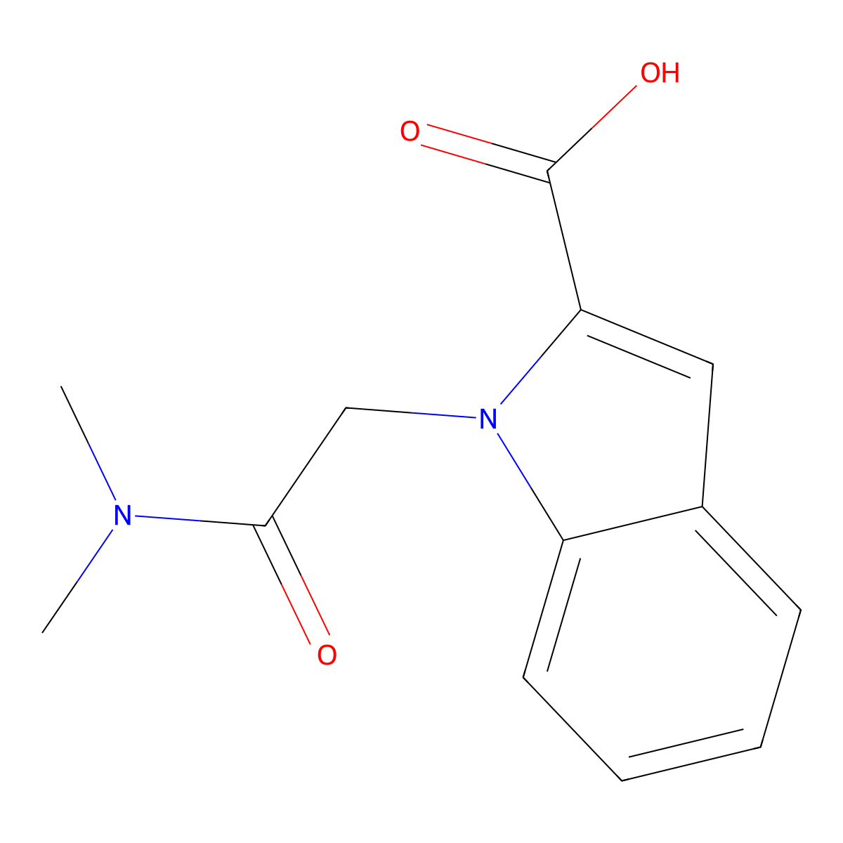 1-[(dimethylcarbamoyl)methyl]-1H-indole-2-carboxylic acid molecular structure, CAS 1021142-22-2