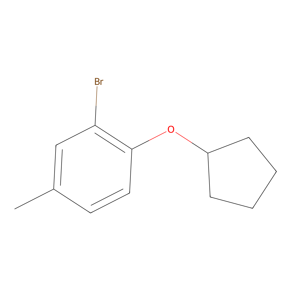 2-Bromo-1-(cyclopentyloxy)-4-methylbenzene molecular structure, CAS 1021142-90-4