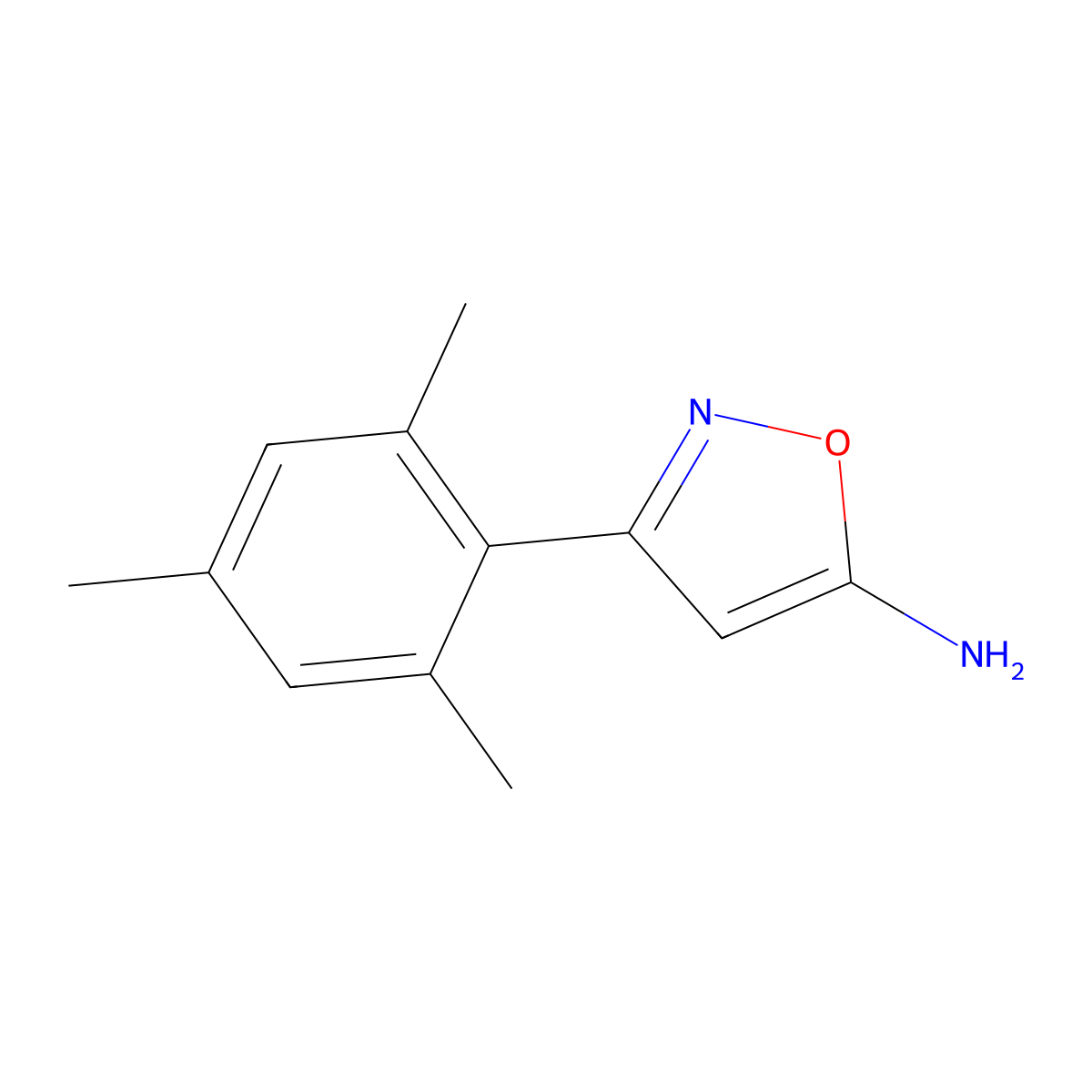 3-(2,4,6-Trimethylphenyl)-1,2-oxazol-5-amine molecular structure, CAS 1021143-66-7