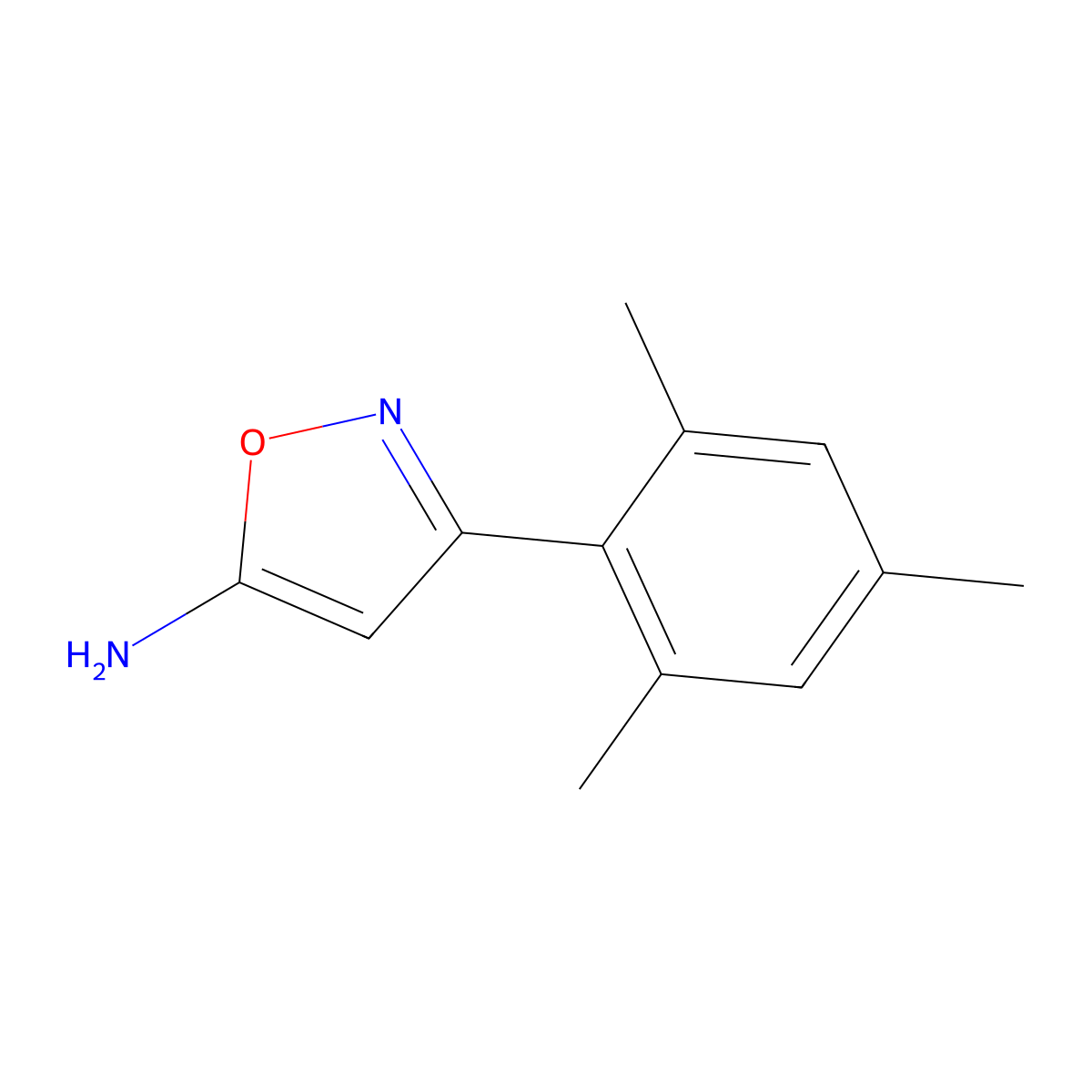 3-(2,4,6-Trimethylphenyl)-1,2-oxazol-5-amine molecular structure, CAS 1021143-66-7
