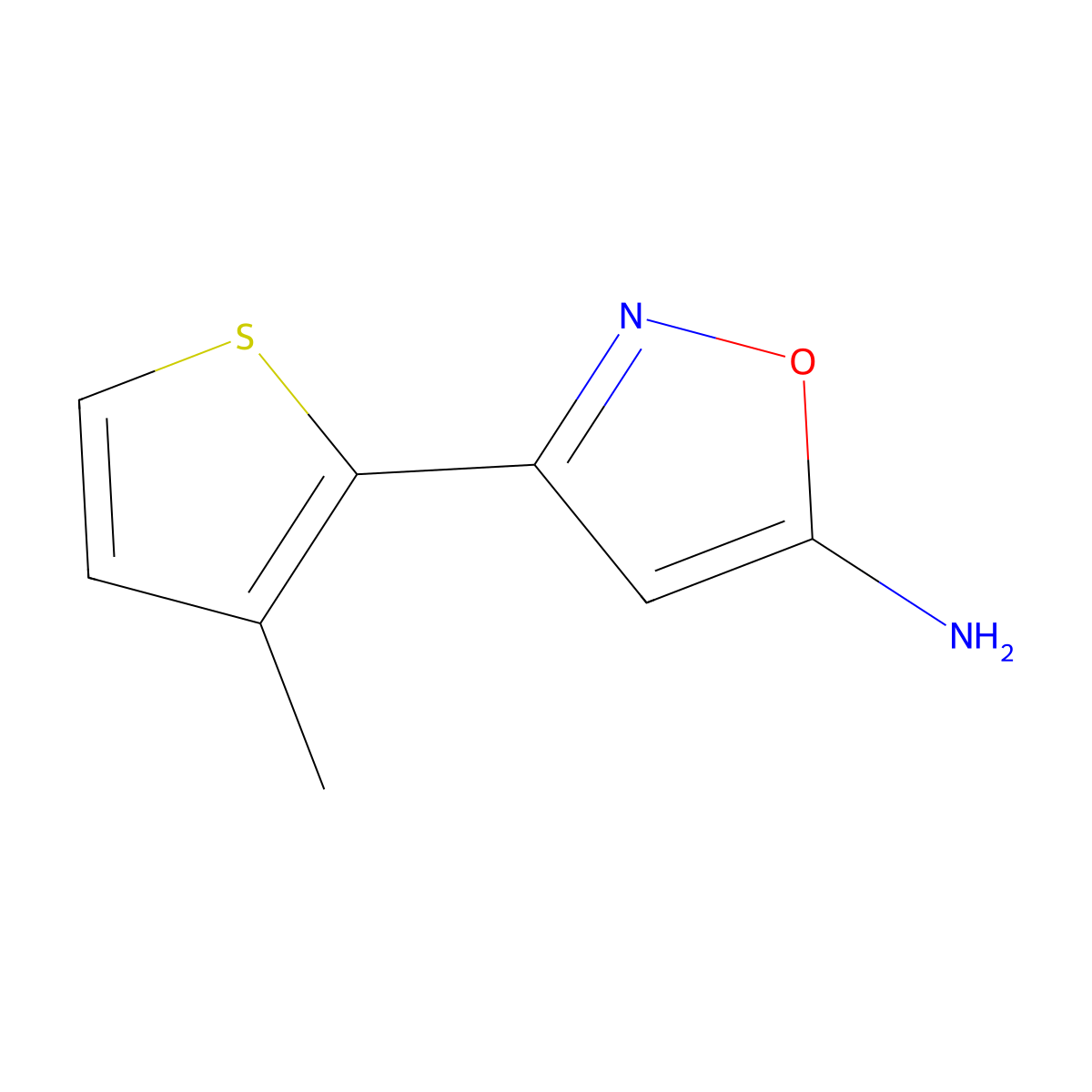 3-(3-Methylthiophen-2-yl)-1,2-oxazol-5-amine molecular structure, CAS 1021143-68-9