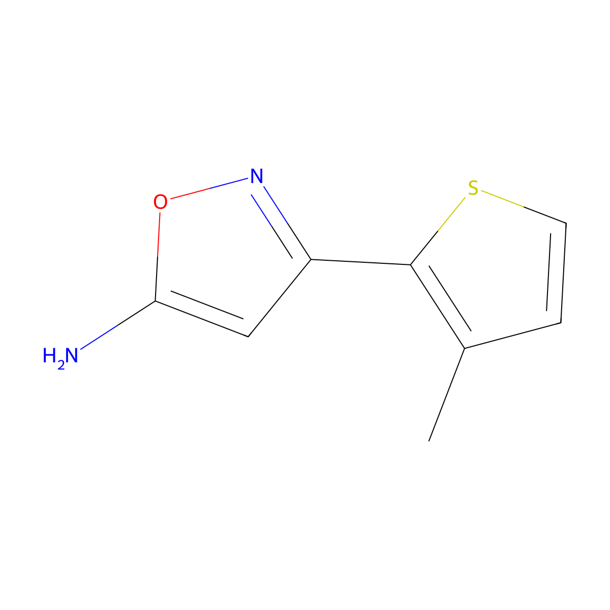 3-(3-Methylthiophen-2-yl)-1,2-oxazol-5-amine molecular structure, CAS 1021143-68-9