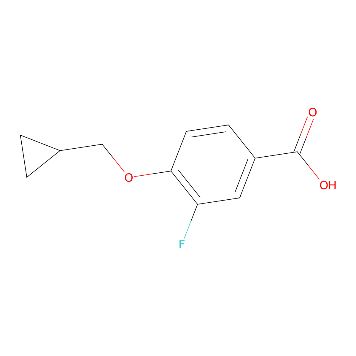 4-(Cyclopropylmethoxy)-3-fluorobenzoic acid molecular structure, CAS 1021144-38-6
