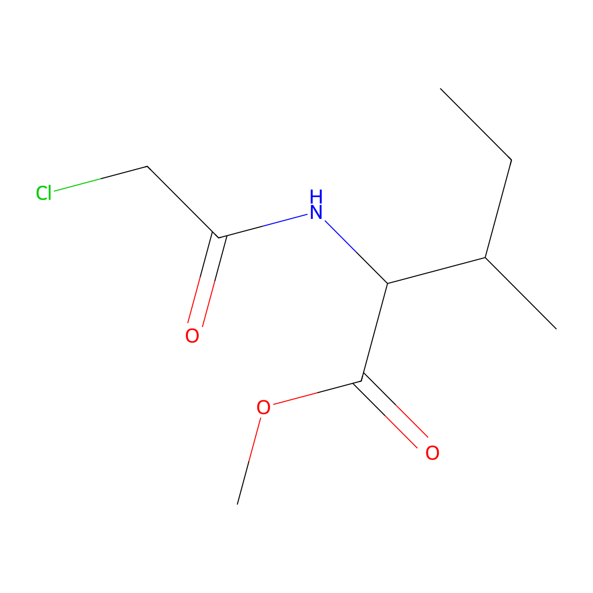 Methyl 2-(2-chloroacetamido)-3-methylpentanoate molecular structure, CAS 102115-69-5