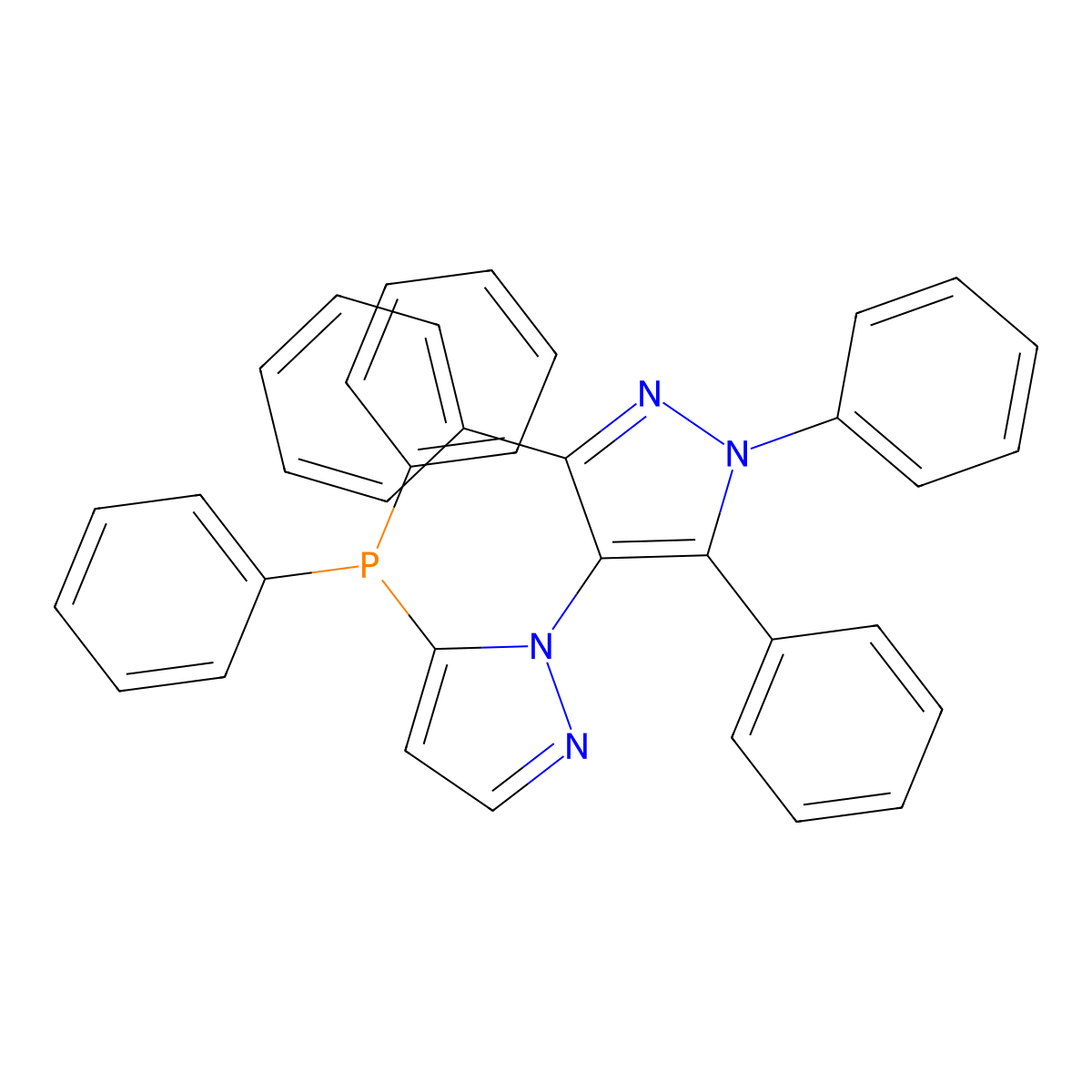 5-(Diphenylphosphino)-1',3',5'-triphenyl-1'H-1,4'-bipyrazole molecular structure, CAS 1021176-73-7