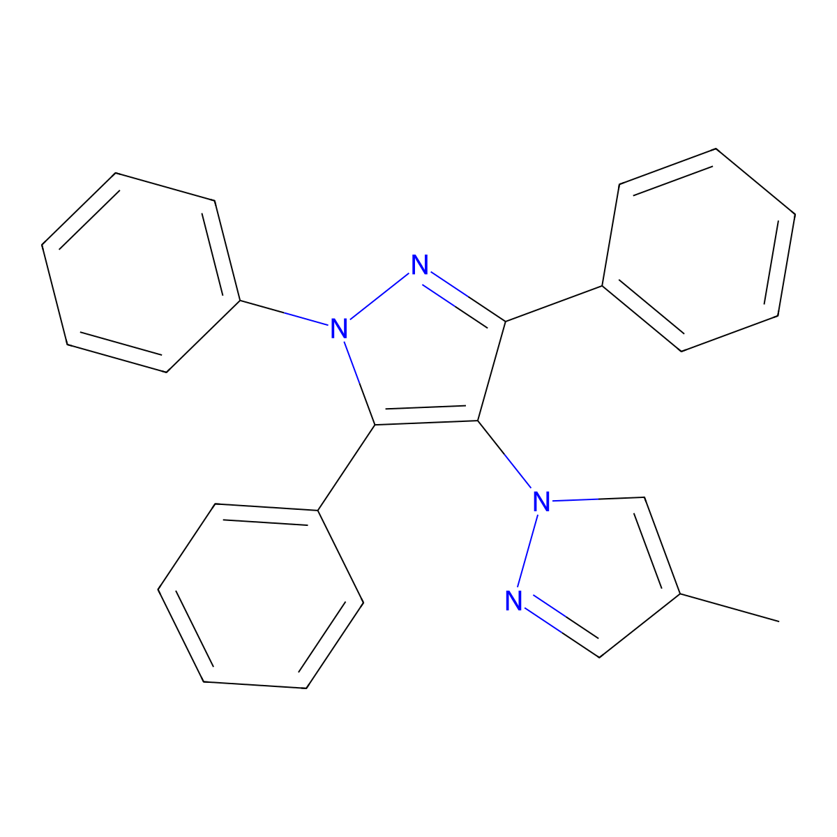 4-methyl-1',3',5'-triphenyl-1'H-1,4'-bipyrazole molecular structure, CAS 1021176-81-7