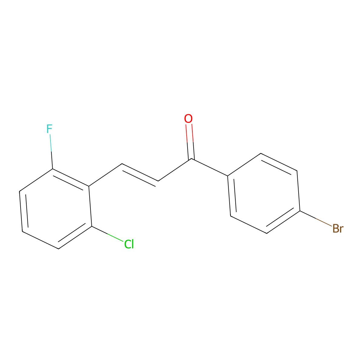 (2E)-1-(4-Bromophenyl)-3-(2-chloro-6-fluorophenyl)prop-2-en-1-one molecular structure, CAS 1021179-34-9