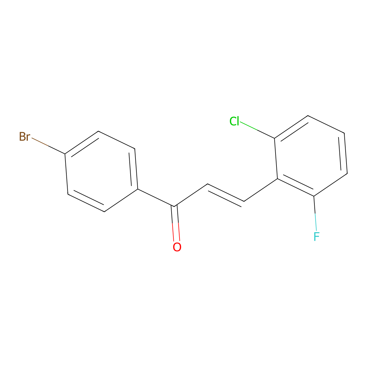 (2E)-1-(4-Bromophenyl)-3-(2-chloro-6-fluorophenyl)prop-2-en-1-one molecular structure, CAS 1021179-34-9
