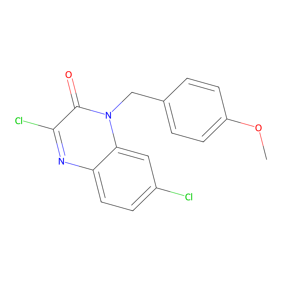 3,7-Dichloro-1-[(4-methoxyphenyl)methyl]-1,2-dihydroquinoxalin-2-one molecular structure, CAS 1021179-88-3