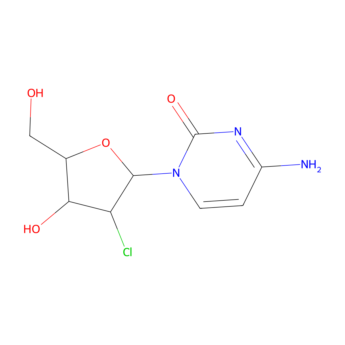 2'-Chloro-2'-deoxycytidine molecular structure, CAS 10212-19-8