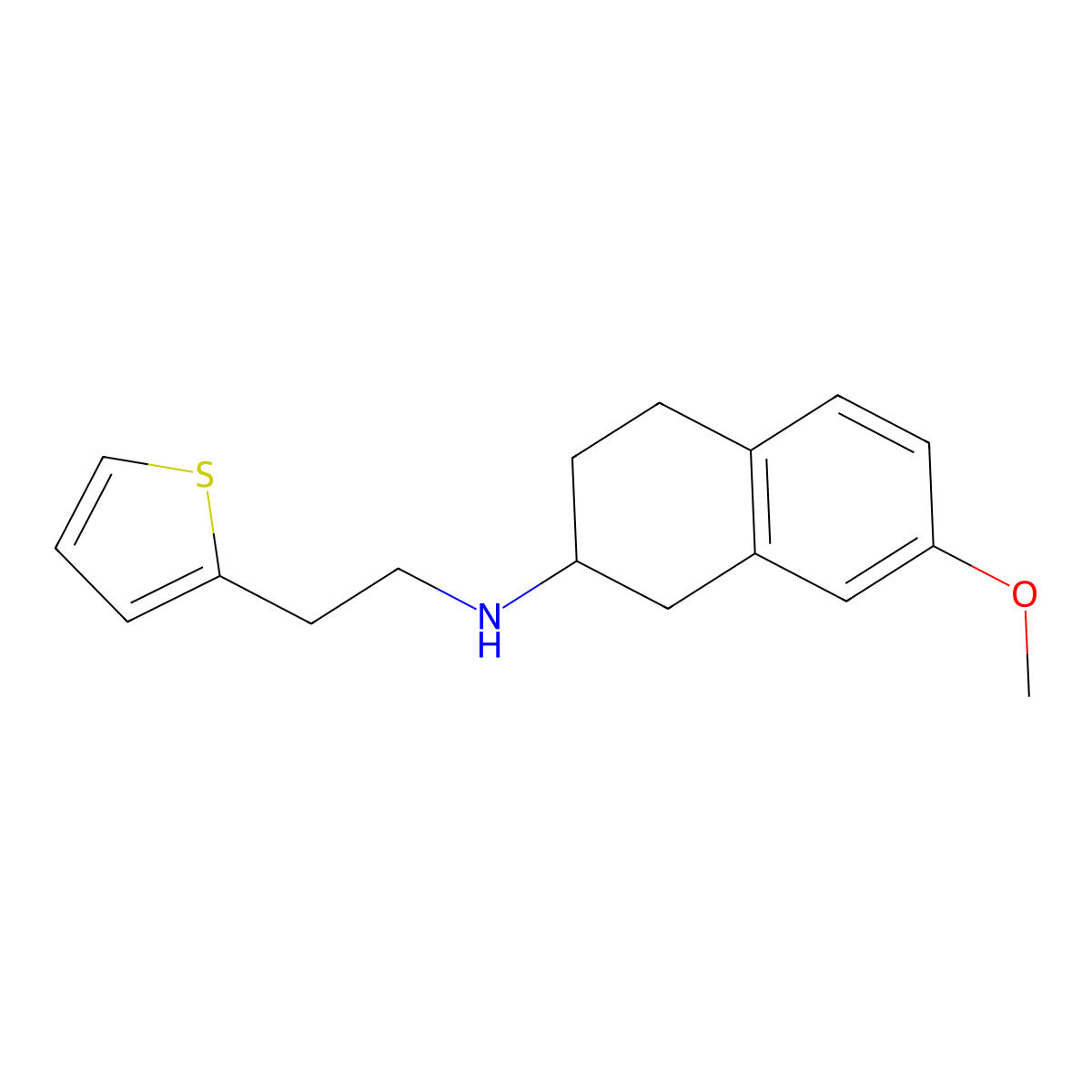N-(1,2,3,4-Tetrahydro-7-methoxy-2-naphthalenyl)-2-thiopheneethanamine molecular structure, CAS 102120-90-1
