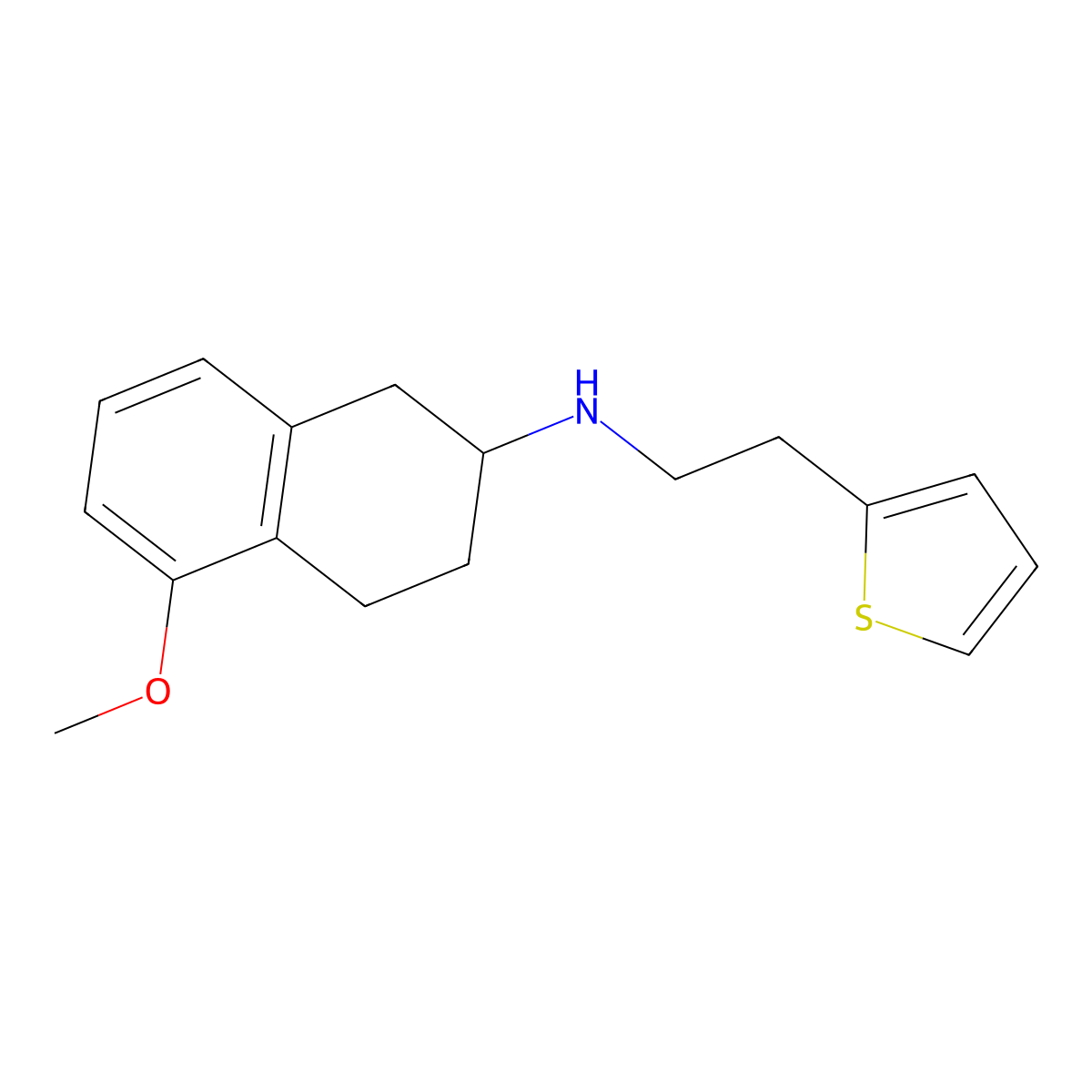 5-methoxy-N-(2-(thiophen-2-yl)ethyl)-1,2,3,4-tetrahydronaphthalen-2-amine molecular structure, CAS 102120-95-6