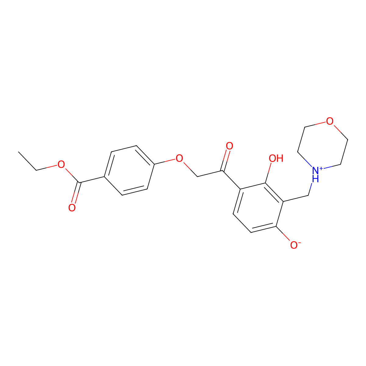 Ethyl 4-{2-[2,4-dihydroxy-3-(morpholin-4-ylmethyl)phenyl]-2-oxoethoxy}benzoate molecular structure, CAS 1021206-03-0