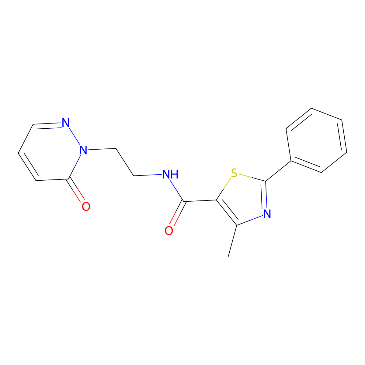 4-methyl-N-(2-(6-oxopyridazin-1(6H)-yl)ethyl)-2-phenylthiazole-5-carboxamide molecular structure, CAS 1021206-13-2