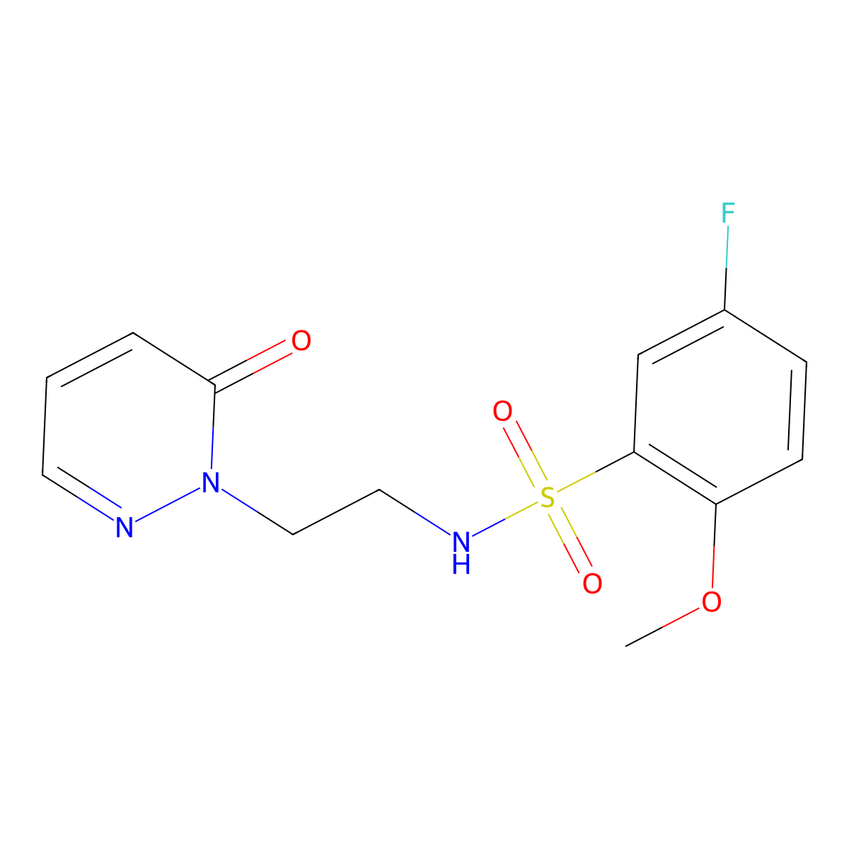 5-fluoro-2-methoxy-N-(2-(6-oxopyridazin-1(6H)-yl)ethyl)benzenesulfonamide molecular structure, CAS 1021206-41-6