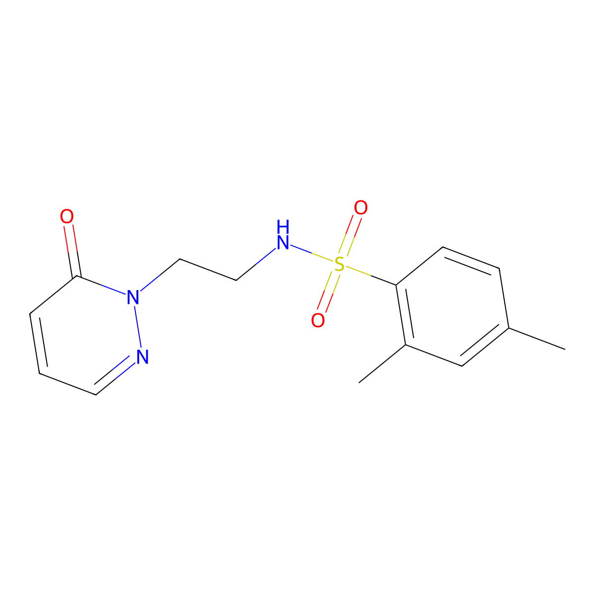 2,4-dimethyl-N-(2-(6-oxopyridazin-1(6H)-yl)ethyl)benzenesulfonamide molecular structure, CAS 1021206-45-0