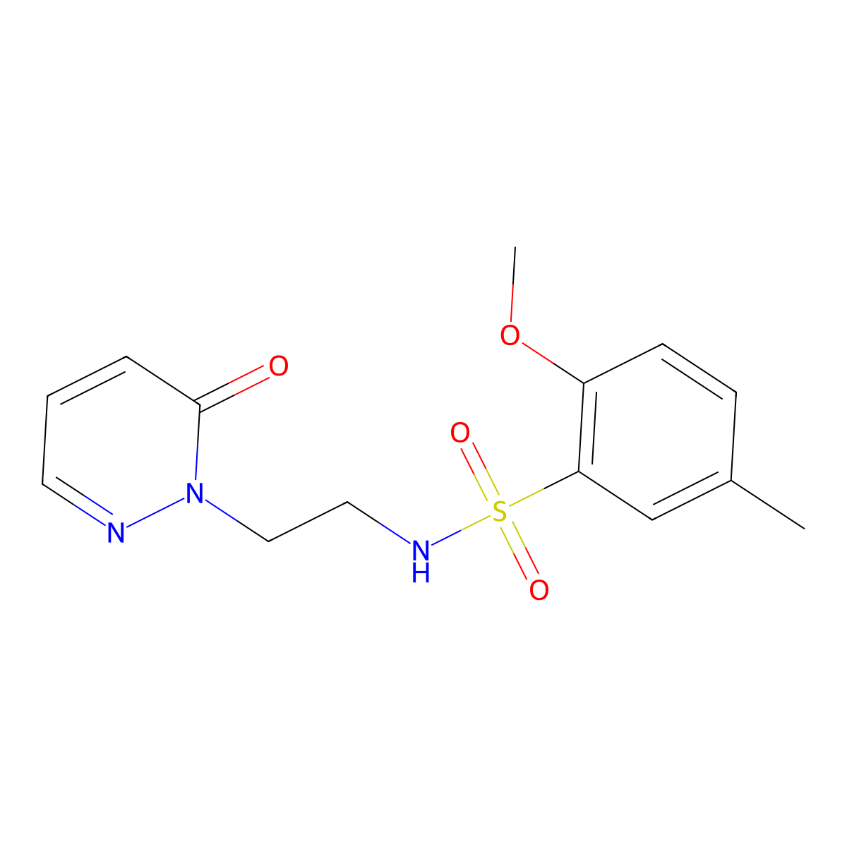 2-methoxy-5-methyl-N-(2-(6-oxopyridazin-1(6H)-yl)ethyl)benzenesulfonamide molecular structure, CAS 1021206-47-2
