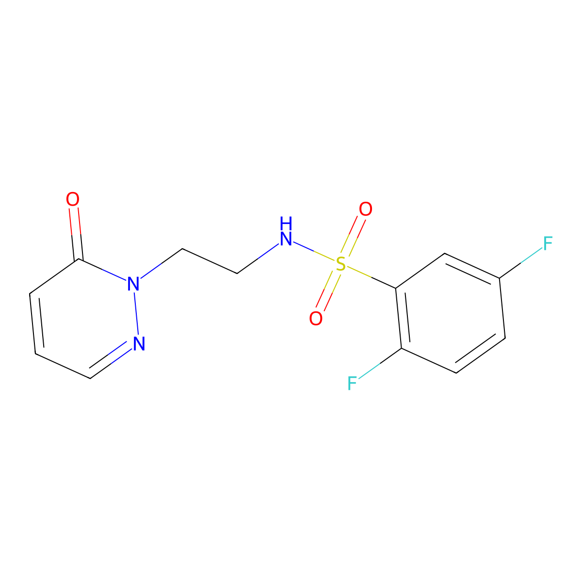 2,5-difluoro-N-(2-(6-oxopyridazin-1(6H)-yl)ethyl)benzenesulfonamide molecular structure, CAS 1021206-49-4