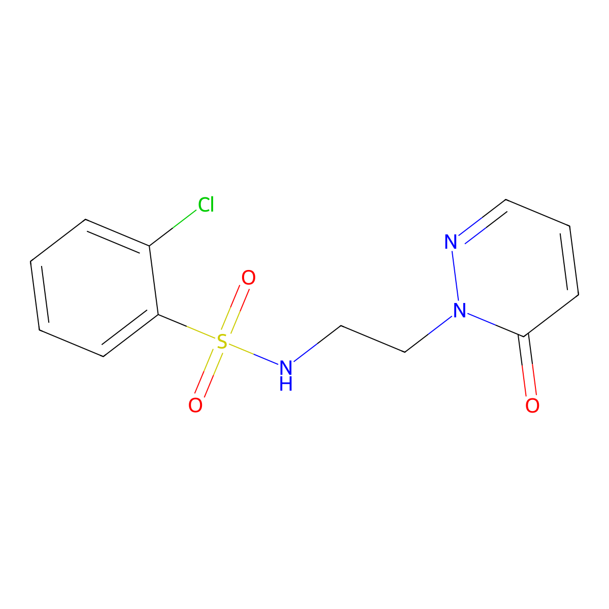 2-chloro-N-(2-(6-oxopyridazin-1(6H)-yl)ethyl)benzenesulfonamide molecular structure, CAS 1021206-57-4