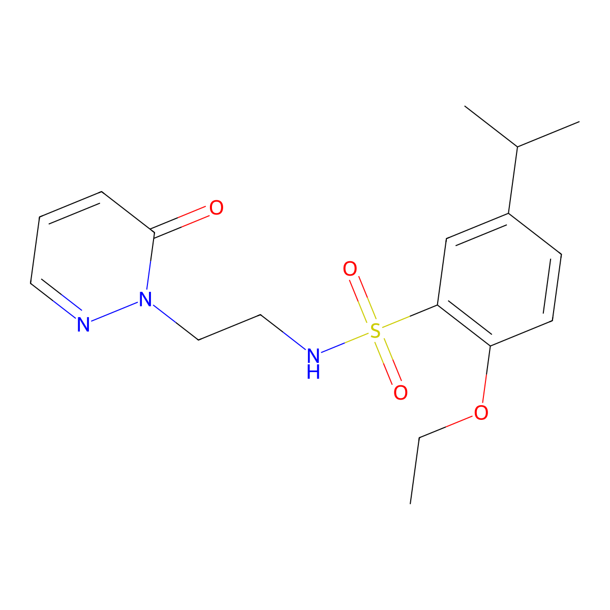 2-ethoxy-5-isopropyl-N-(2-(6-oxopyridazin-1(6H)-yl)ethyl)benzenesulfonamide molecular structure, CAS 1021206-58-5