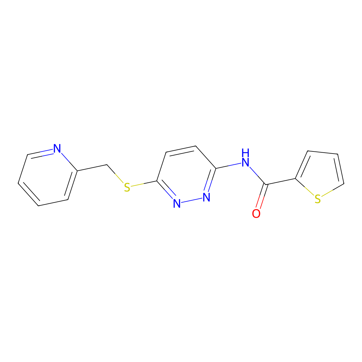 N-(6-{[(pyridin-2-yl)methyl]sulfanyl}pyridazin-3-yl)thiophene-2-carboxamide molecular structure, CAS 1021206-60-9