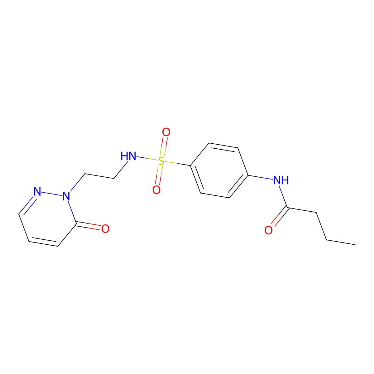 N-(4-(N-(2-(6-oxopyridazin-1(6H)-yl)ethyl)sulfamoyl)phenyl)butyramide molecular structure, CAS 1021206-63-2