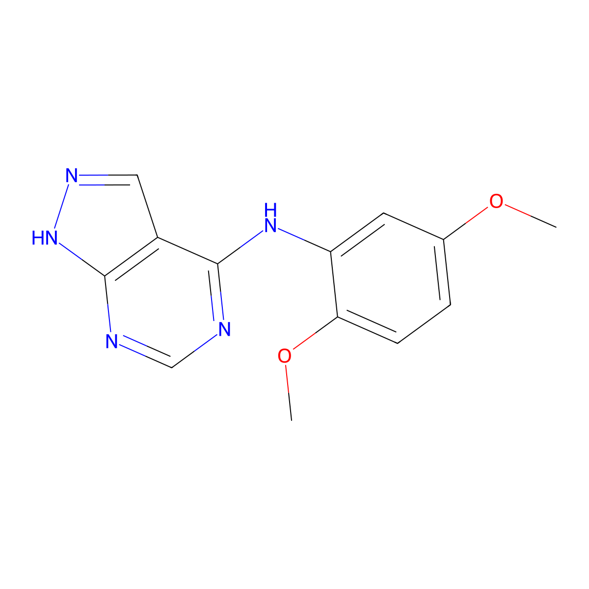 N-(2,5-dimethoxyphenyl)-1H-pyrazolo[3,4-d]pyrimidin-4-amine molecular structure, CAS 1021206-69-8