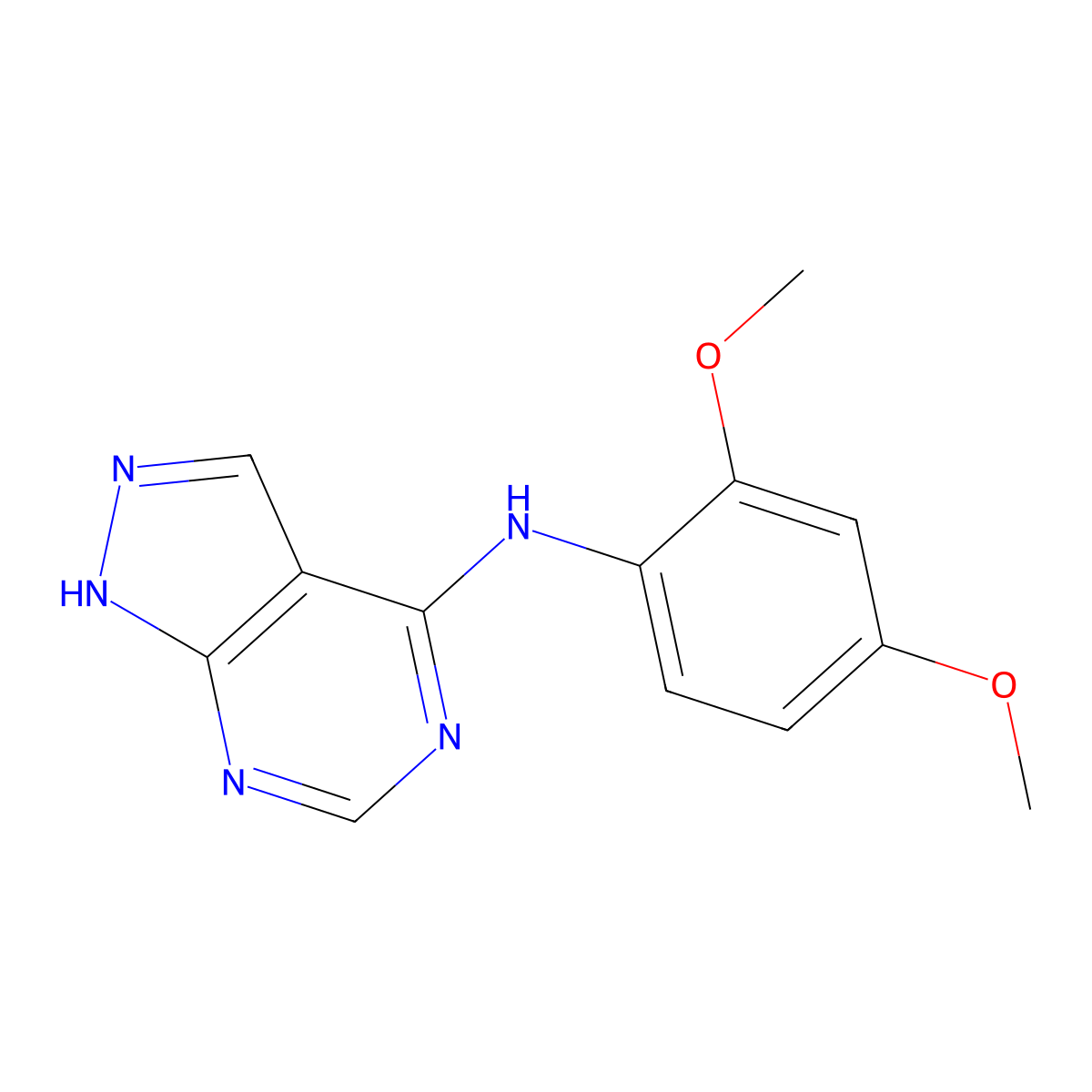 N-(2,4-dimethoxyphenyl)-1H-pyrazolo[3,4-d]pyrimidin-4-amine molecular structure, CAS 1021206-70-1