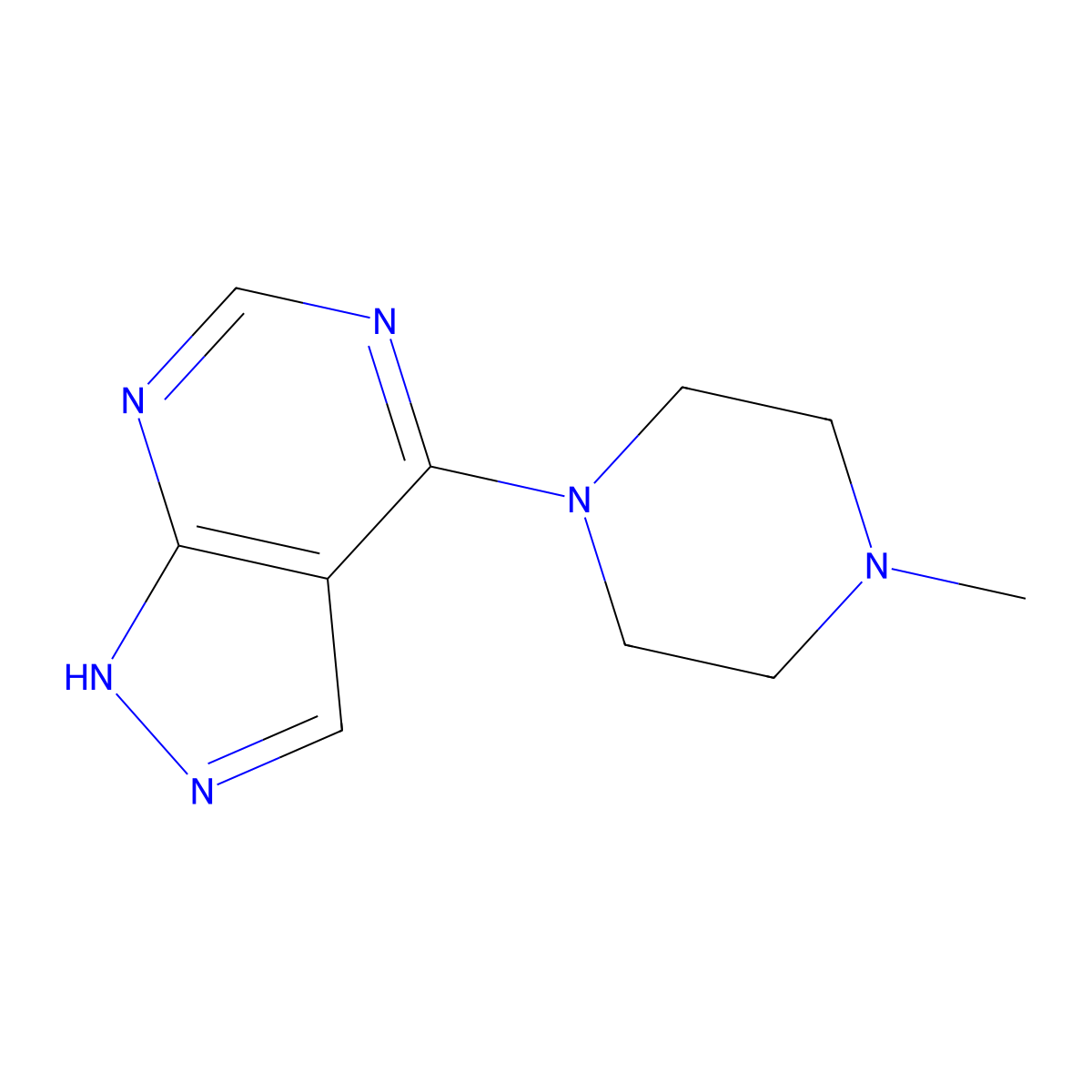 4-(4-methylpiperazin-1-yl)-1H-pyrazolo[3,4-d]pyrimidine molecular structure, CAS 1021206-72-3
