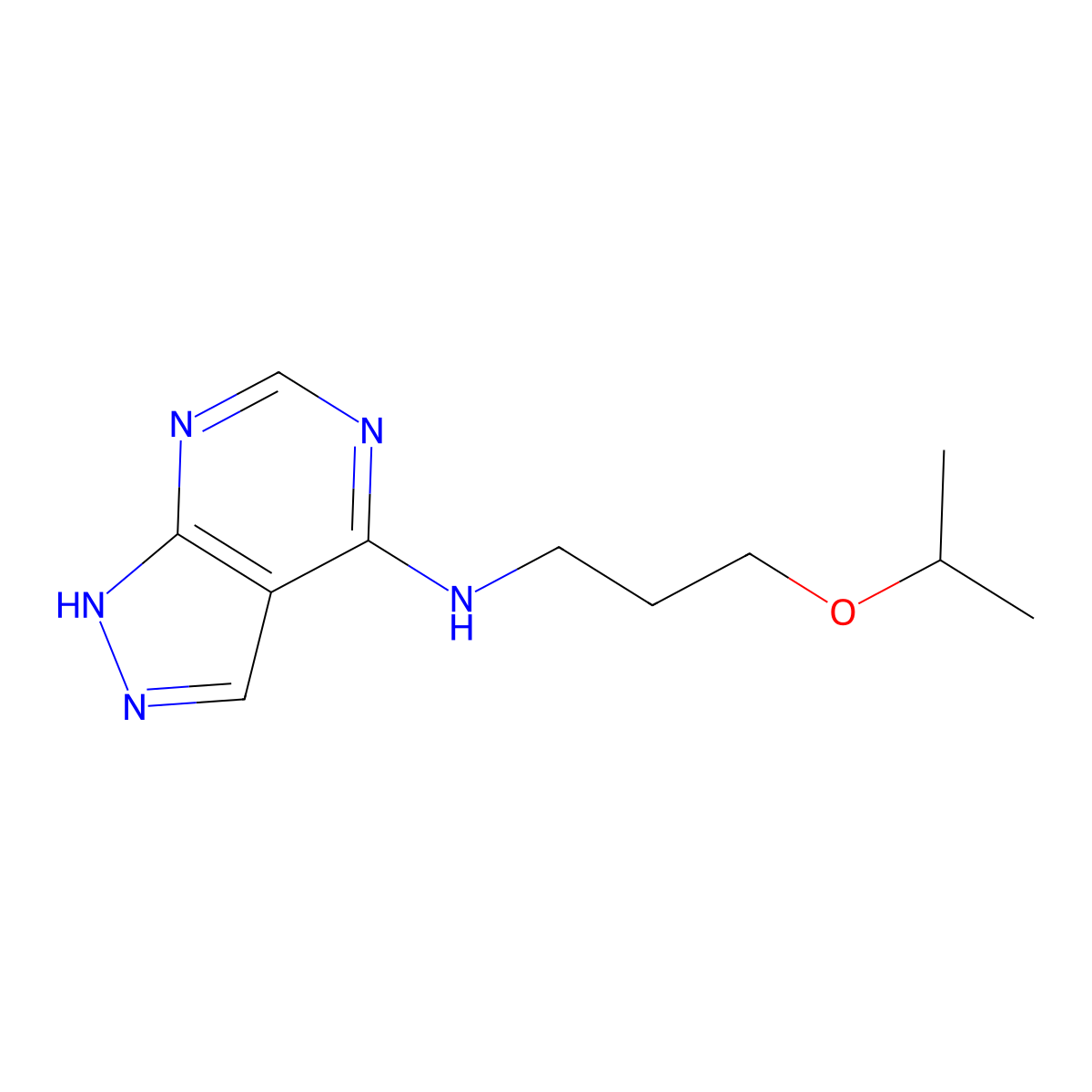 N-[3-(propan-2-yloxy)propyl]-1H-pyrazolo[3,4-d]pyrimidin-4-amine molecular structure, CAS 1021206-76-7