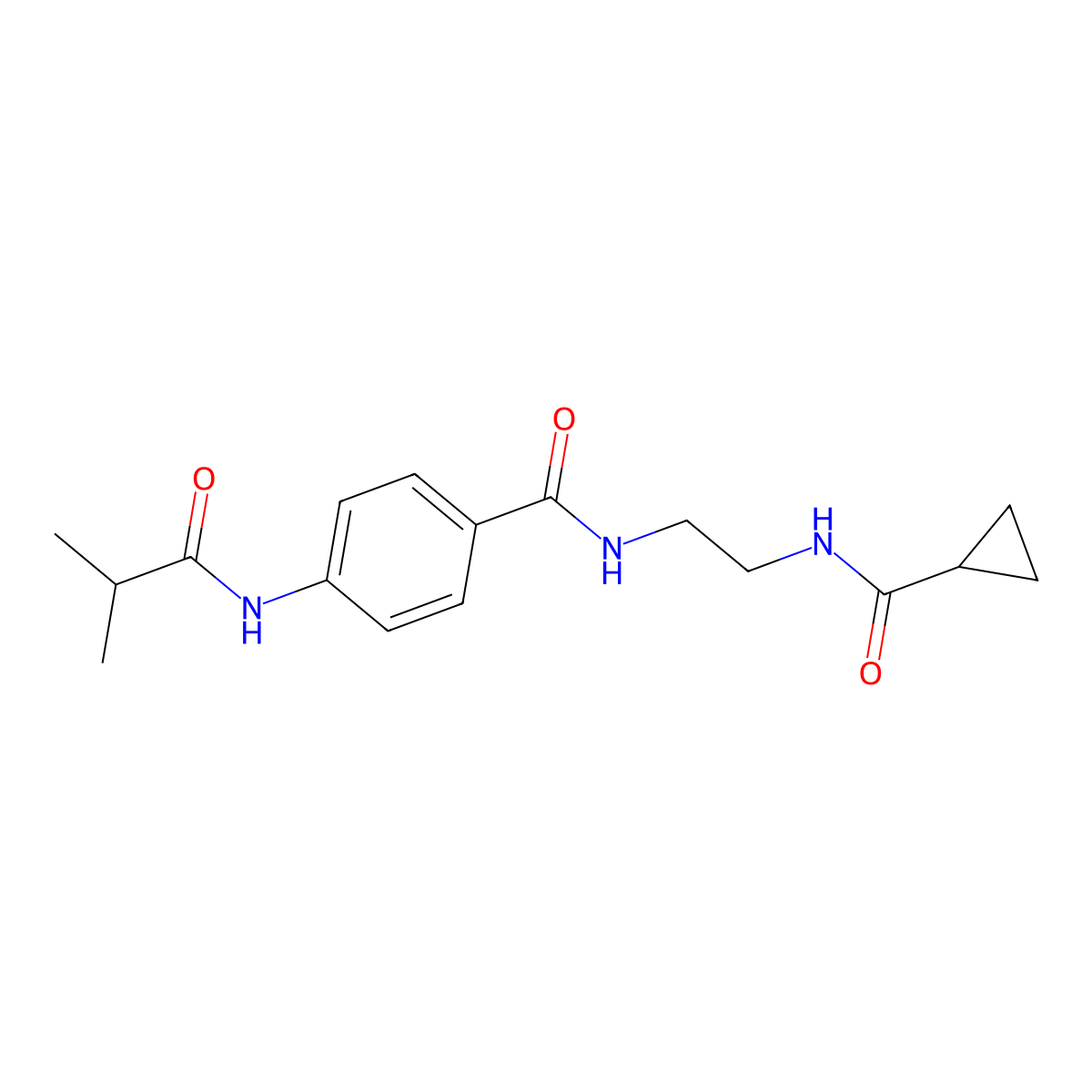 N-[2-(cyclopropylformamido)ethyl]-4-(2-methylpropanamido)benzamide molecular structure, CAS 1021206-80-3